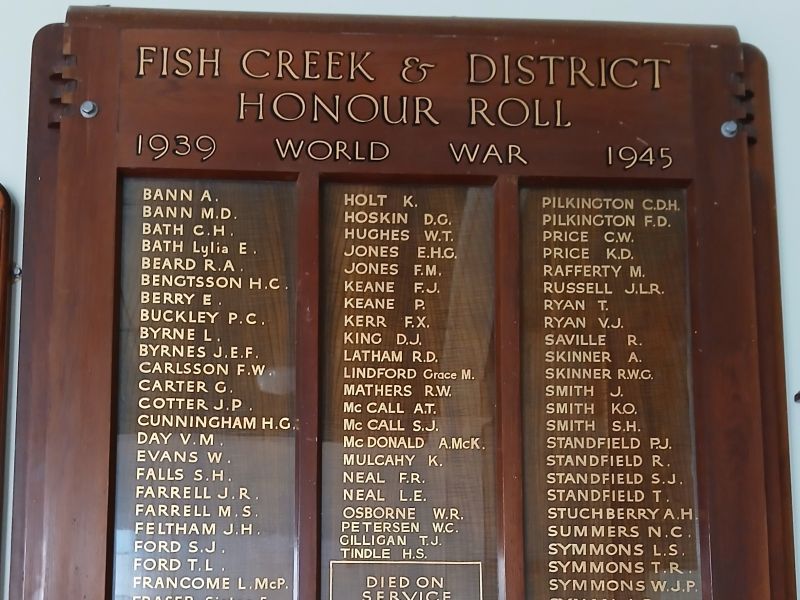 Fish Creek & District WW2 Honour Roll