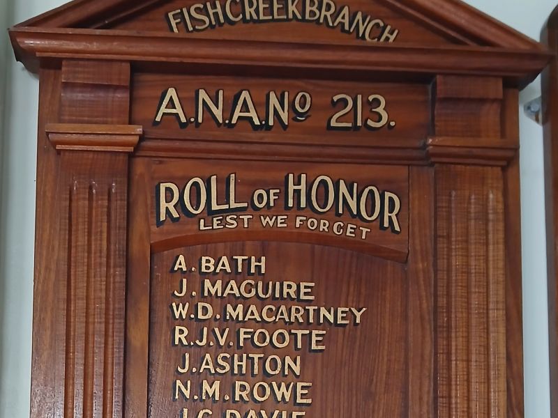 Fish Creek ANA Roll of Honor