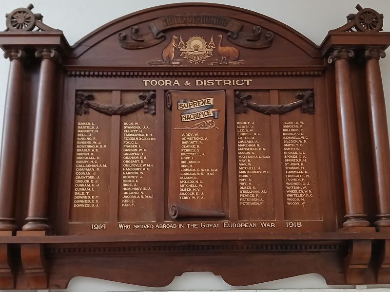 Toora & District Roll of Honor 