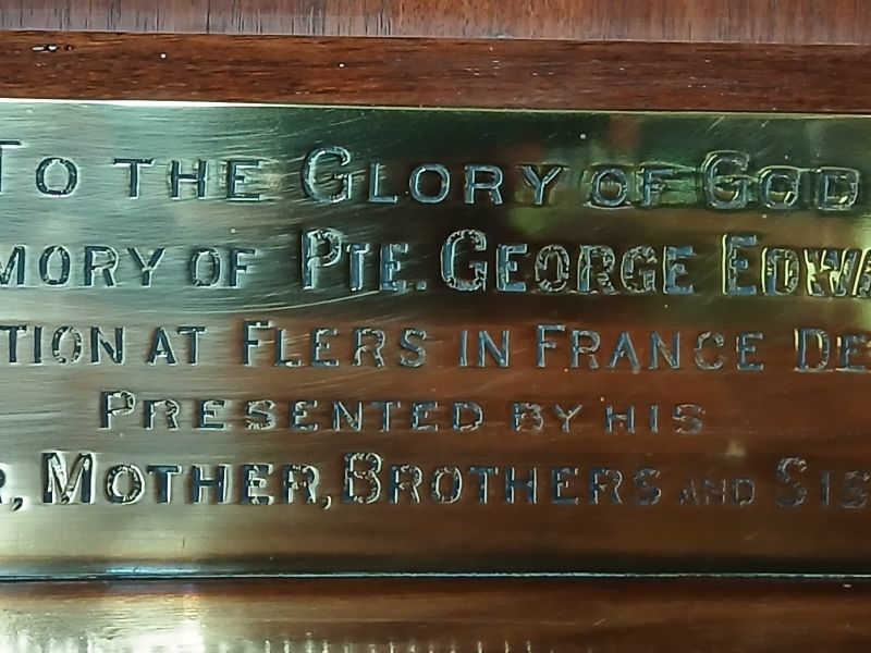 Pte George Edward Jeffs Memorial plaque