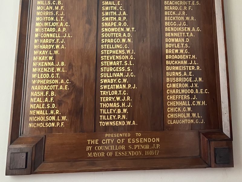 The City of Essendon Honour Boards