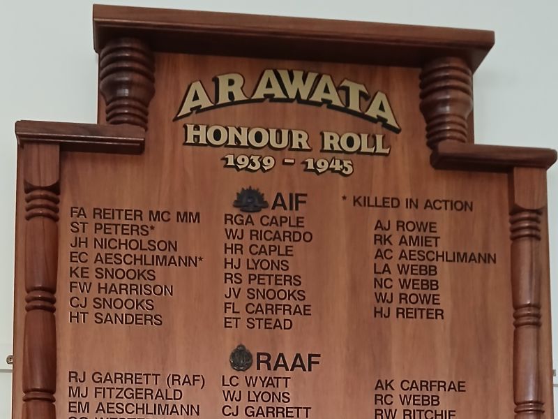 Arawata WW2 Honour Roll 