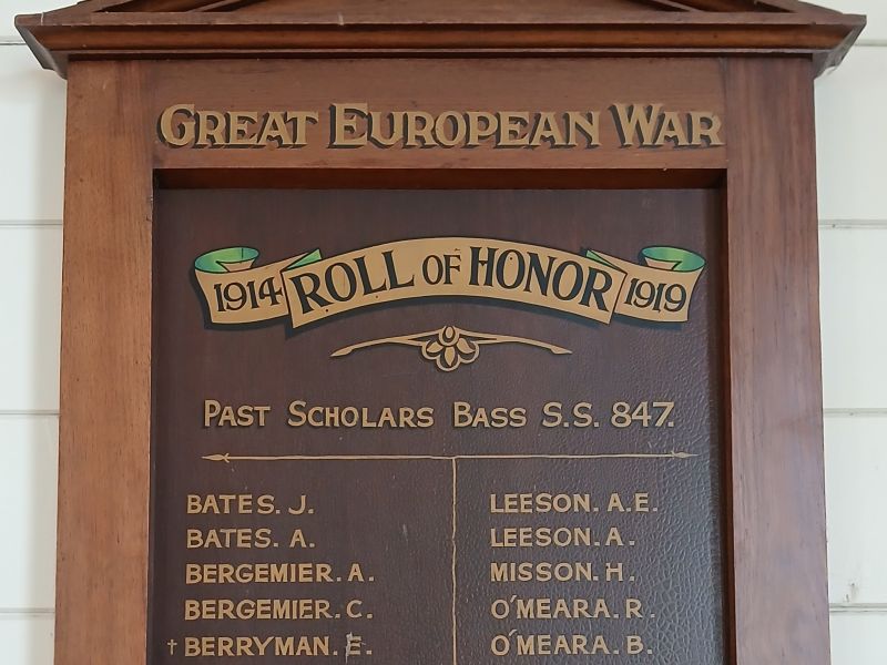 Bass State School Roll of Honor