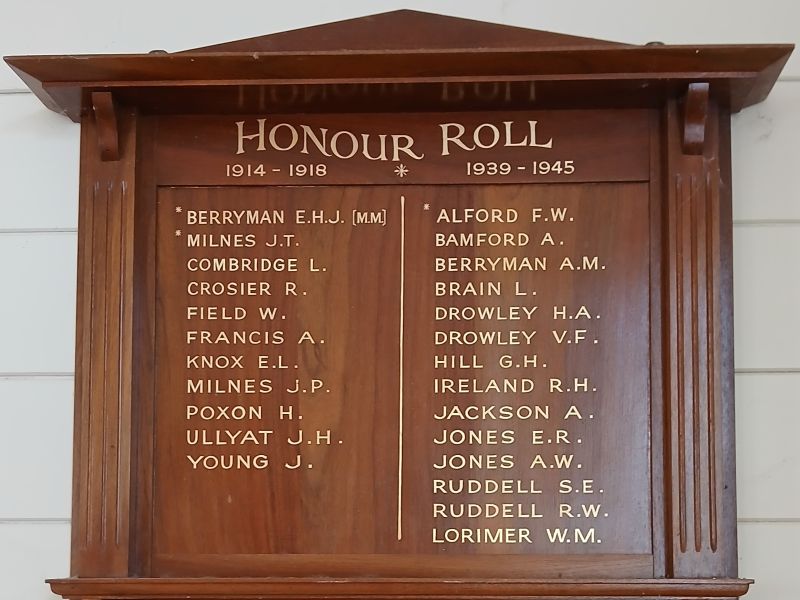 Glen Forbes Methodist Church Honour Roll