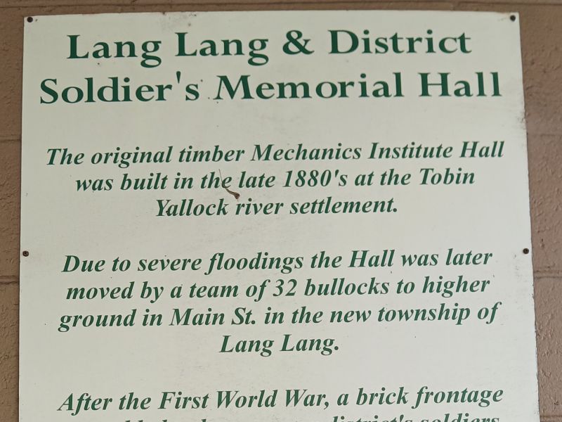 Lang Lang & District Soldiers Memorial Hall