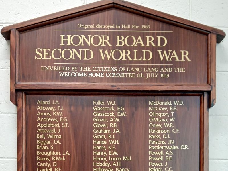 Lang Lang WW2 Honour Board