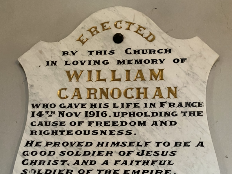 William Carnochan Memorial Plaque