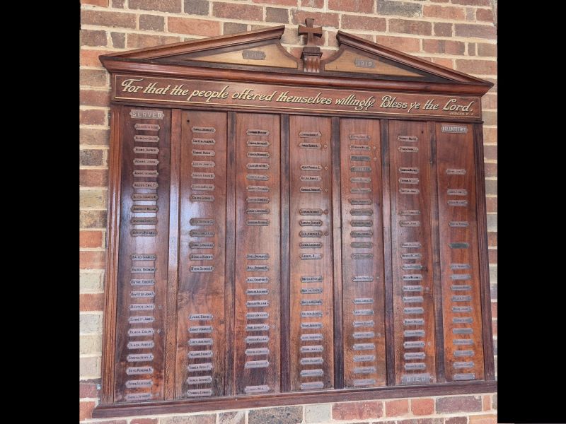 WWI Honour Board from Chrsitchurch Cooktown, in Cooktown Museum