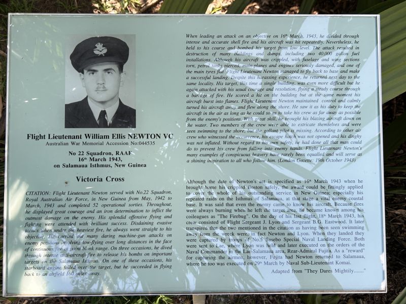 Flight Lt William Newton plaque