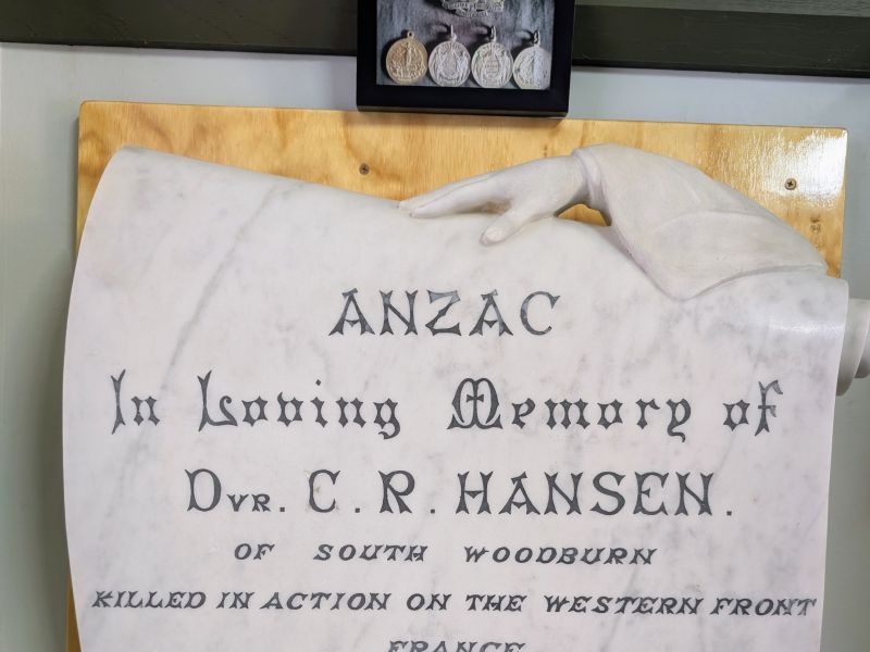 Driver Carl Richmond Hansen Memorial Plaque