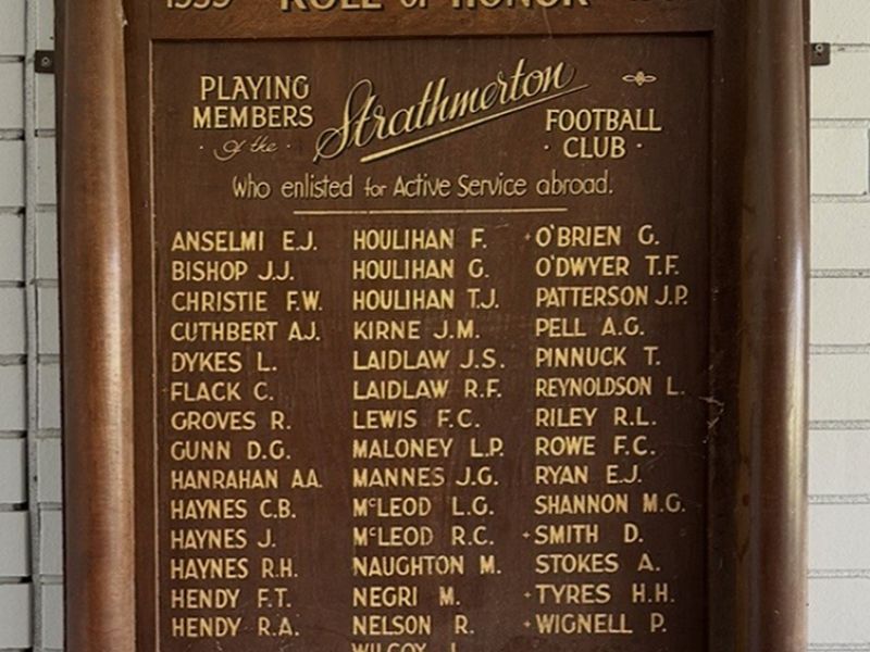 Strathmerton Football Club Second World War Roll of Honour