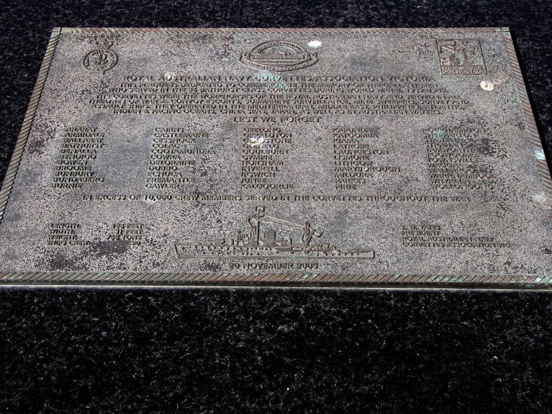 RAN Bathurst Class Corvette Association (Victoria) Memorial located at Ocean View, Queenscliff Victoria