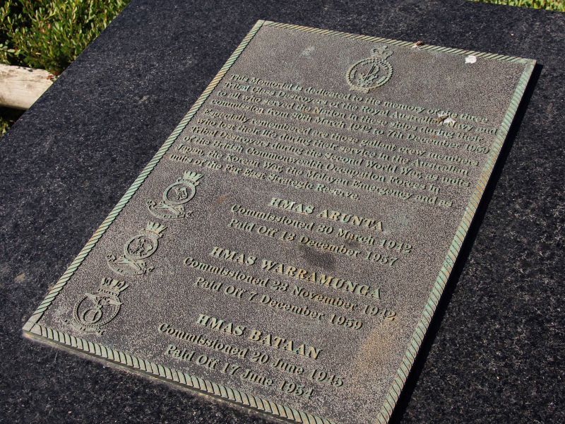 RAN World War II Tribal Class Destroyers Memorial Plaque located at Ocean View, Queenscliff Victoria