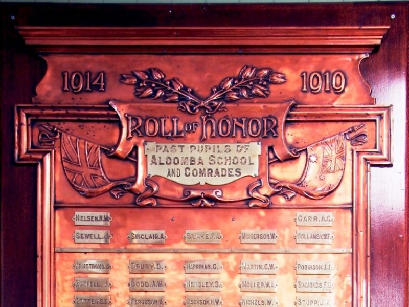 Aloomba School 1914-1919 Honour Board