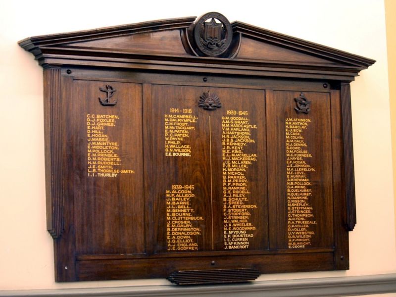 Brisbane Girls Grammar School Honour Board WW1/WW11