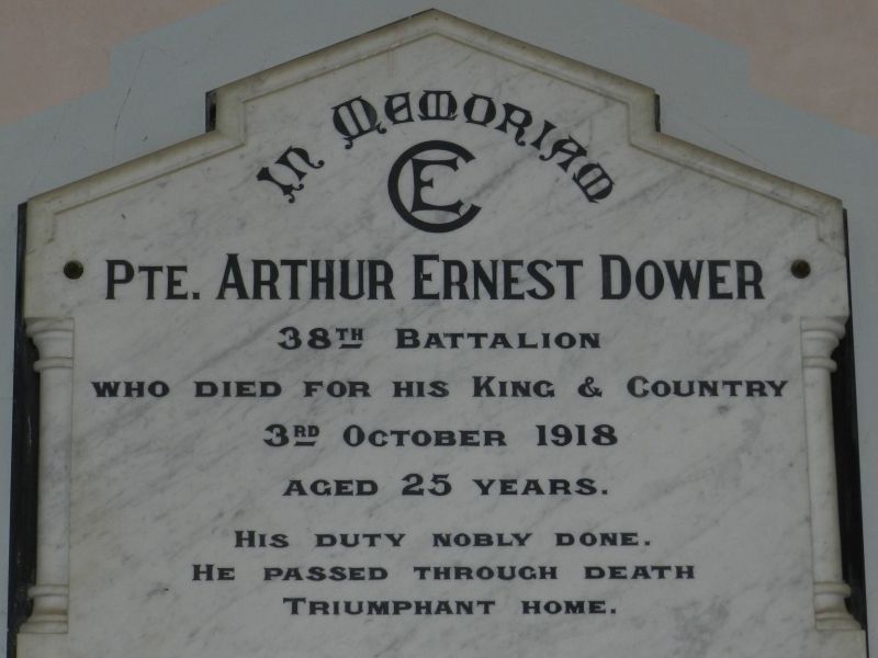 Arthur Ernest Dower Memorial Plaque 