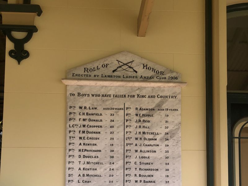 Lambton Post Office Roll of Honour