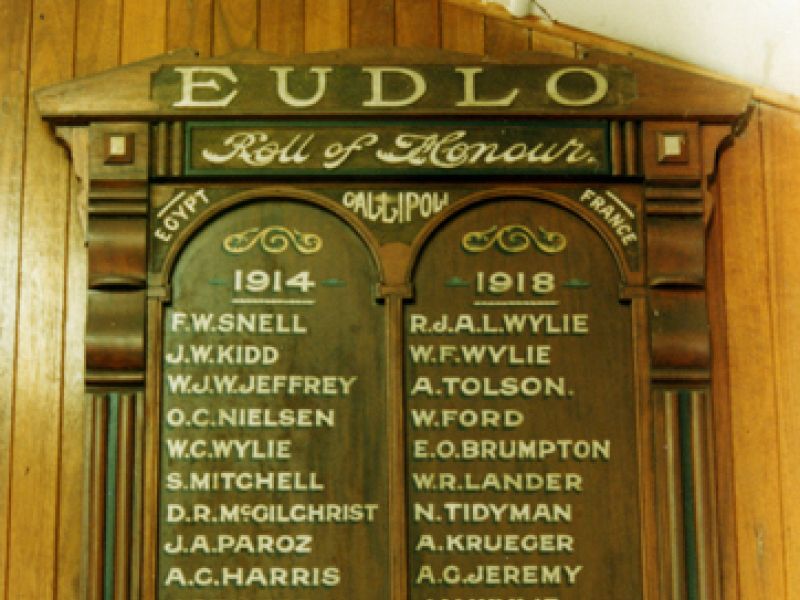 Roll of Honour board in Eudlo town hall