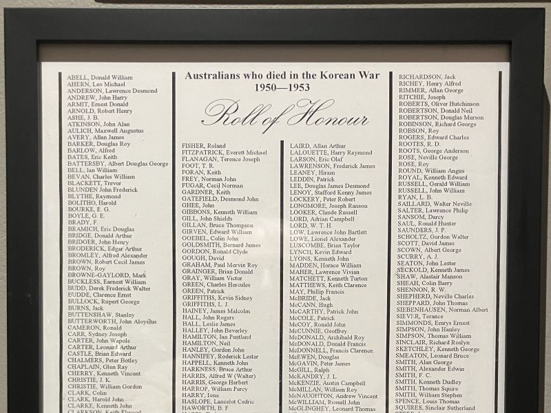 Korean War Roll of Honour