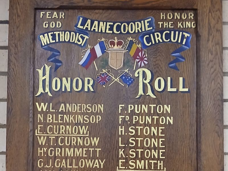 Laanecoorie Methodist Circuit Honor Roll