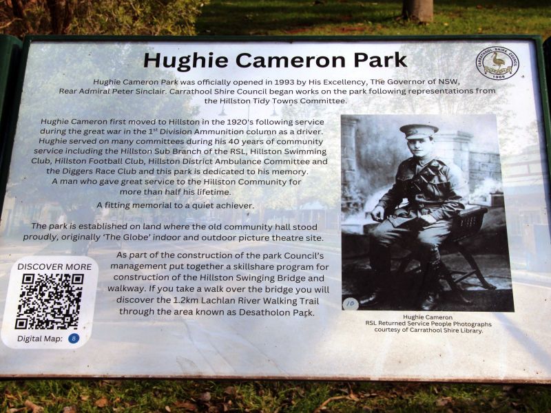 Hillston Hughie Cameron Park Interpretative Board