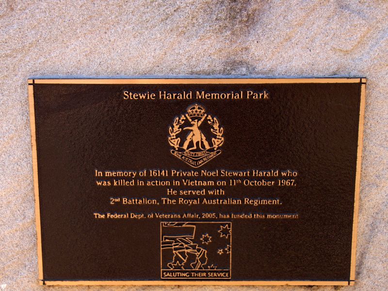 Stewie Harald Memorial Park Dedication Plaque