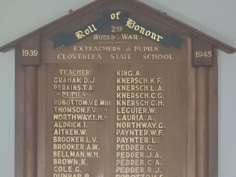 Cloverlea State School Roll of Honour WW2