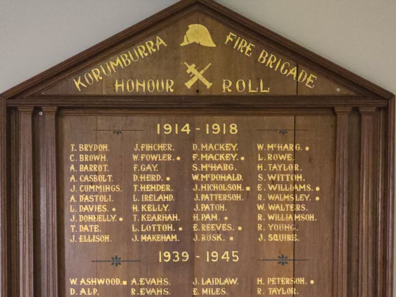 Korumburra Fire Brigade Honour Roll