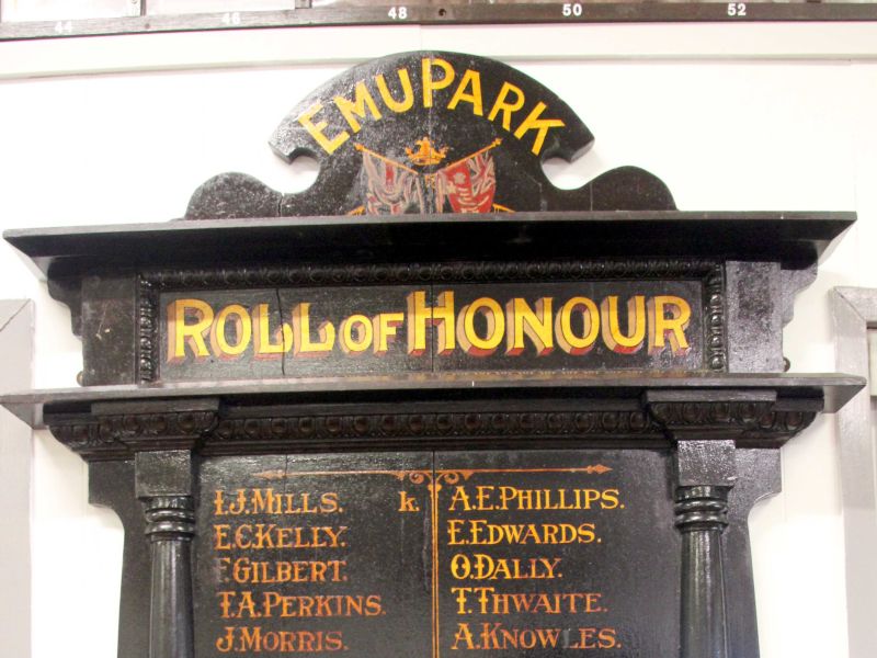 Emu Park World War I Roll of Honour Located within the Emu Park RSL Building