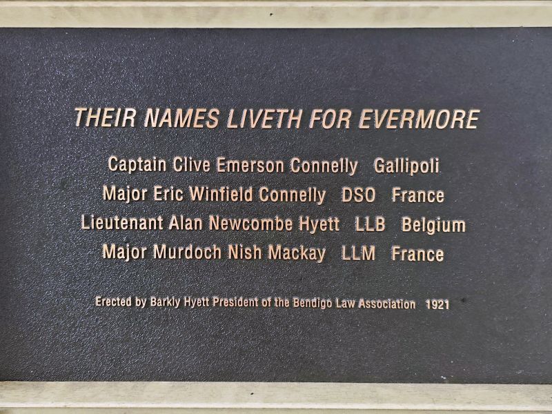 Bendigo Barristers Seat Front Plaque