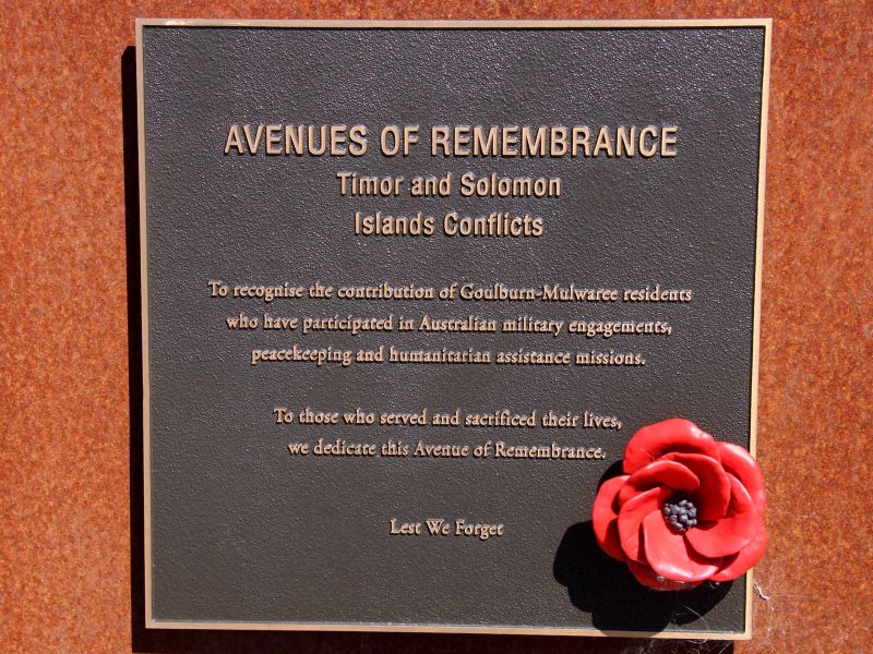 Goulburn Timor and Solomon Islands Conflicts Commemorative Plaque