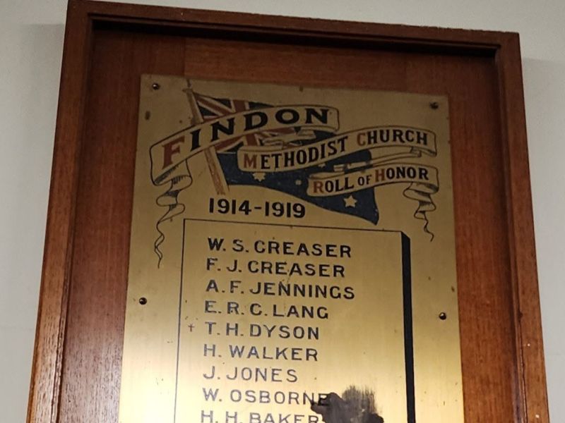 Findon Methodist Church Roll of Honor