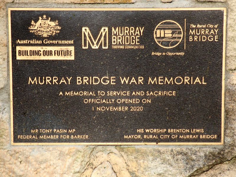 Murray Bridge All Conflicts War Memorial Dedication Plaque