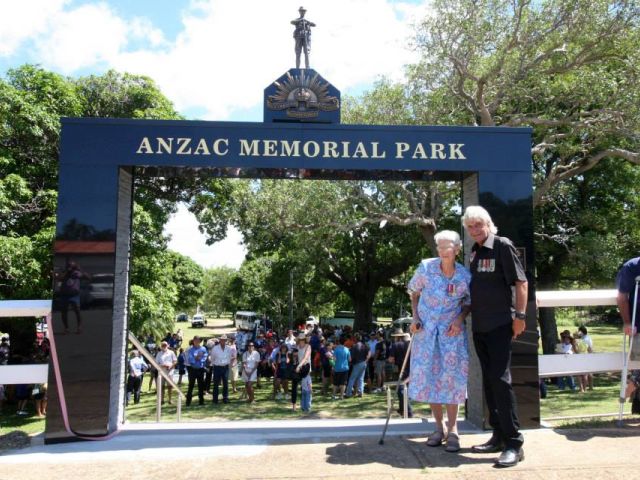 Official opening of Anzac Memorial Park 25th April 2010 by WW2 Veteran Sylvia Geraghty and Sub Branch President Graeme Andrews