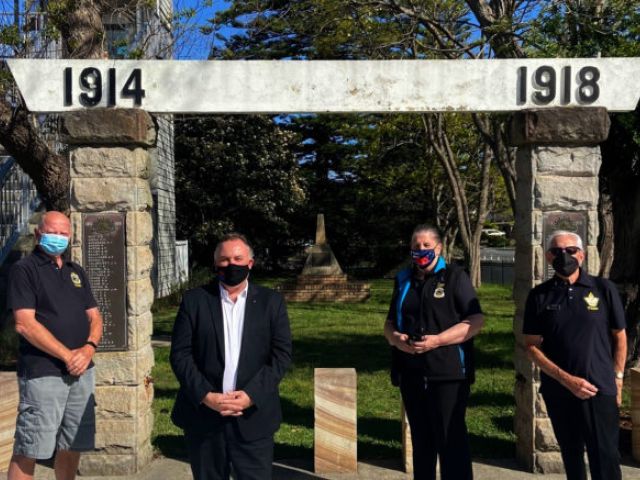 Members of Ourimbah RSL Sub-Branch with Adam Crouch, second left