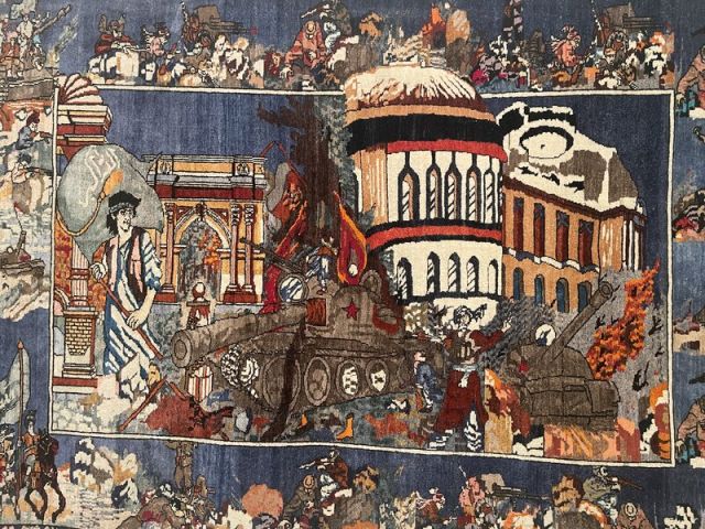 “I Weave What I Have Seen: The War Rugs of Afghanistan” is “a testimony to the creativity and resilience of Afghan weavers who have faced the devastating effects of war for more than 40 years”. On display at the ANU, Canberra. 