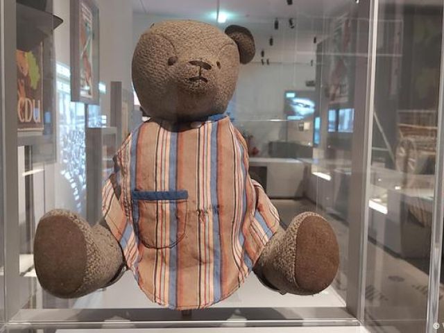 Photo of teddy bear - The new Berlin museum exhibition includes objects the refugees carried with them on their way to the West, such as this well-loved teddy bear