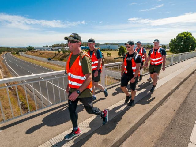 WALK ON: Long Patrol members Oliver Breeze, Dan Probert, Luke Donaldson, Chris Langshaw , Jonte Chamberline, Matiu Chamberline are walking to support those in need. Picture: Phillip Biggs