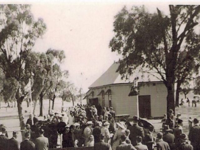 Community members gathered for the opening of the Mayrung Memorial Gates