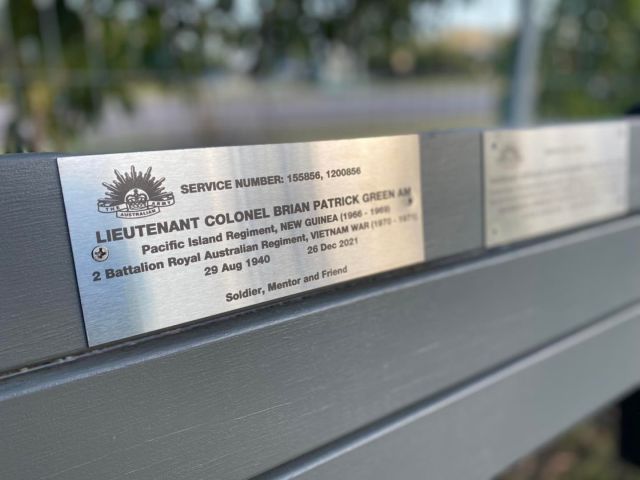 Memorial plaque for Lieutenant Colonel Brian Green AM