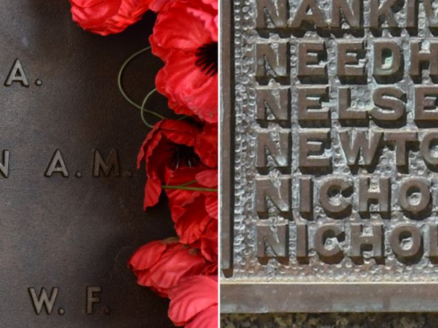 Driver Albert Nicholson's name on the AWM Roll of Honour and the Broken Hill Memorial