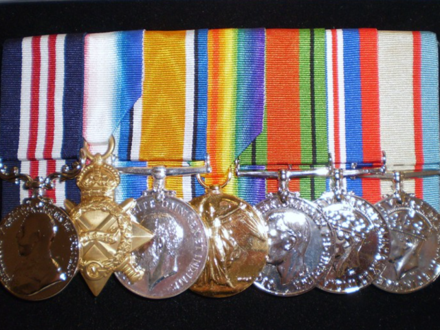 Replica medals of Sergeant Zebulun Green, MM, 7th Employment Company. Image credit: the Green family