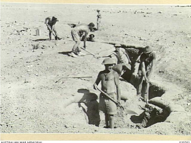 Siege of Tobruk, Men of the 213th Australian Infantry Battalion 'digging in', 1941