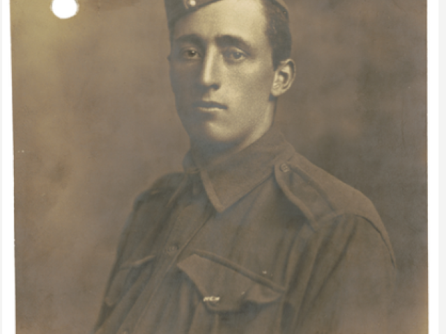 Studio portrait of Private Joseph Allen Cordner, 6th Battalion, c.1914