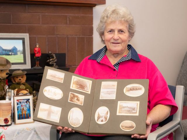 Margaret Bush of Jerrawa shows off the World War I photo album she uncovered while going through her late parents’ belongings. Photo: Michelle Kroll.