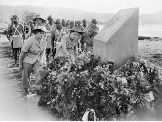 Memorial service at Rabaul to mark the fourth anniversary of the sinking of the Japanese transport Montevideo Maru, 1946