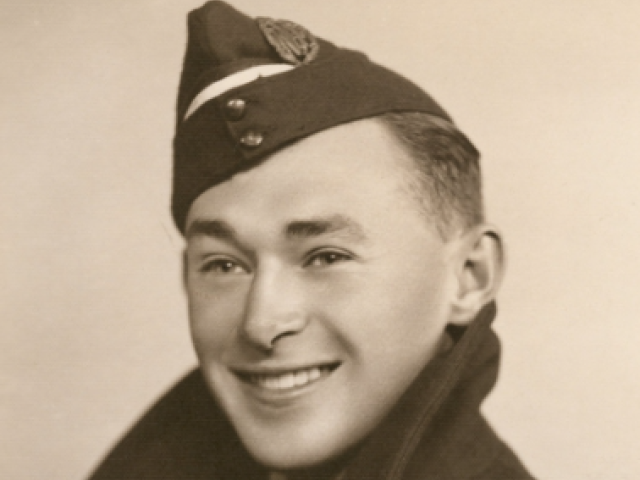 Studio portrait of 413552 Pilot Officer (PO) Neil Howard Denyer, Squadron 156, RAF, c.1941