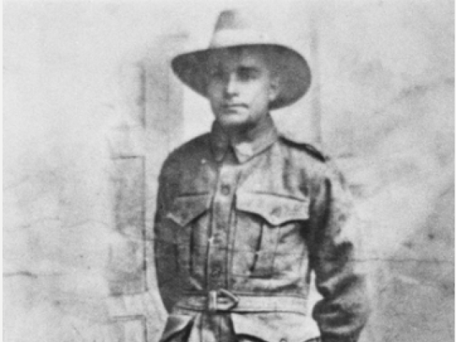 Studio portrait of 1359 Private Richard Martin, an Aboriginal serviceman, 47th Battalion, c. 1914