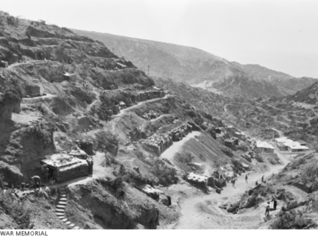 Gallipoli Peninsula, Turkey. October 1915. The Headquarters of the 2nd Division in Rest Gully.