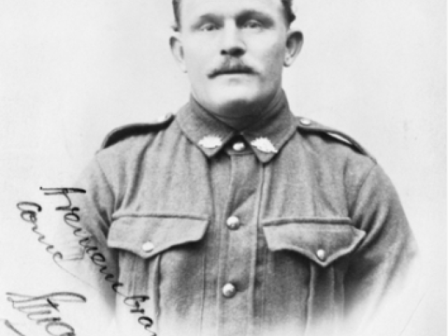 Studio portrait of 1767 Lance Sergeant (LSgt) James Verdon, 56th Battalion, of Ardlethan, NSW. c.1916